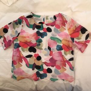 Watercolor cropped blouse